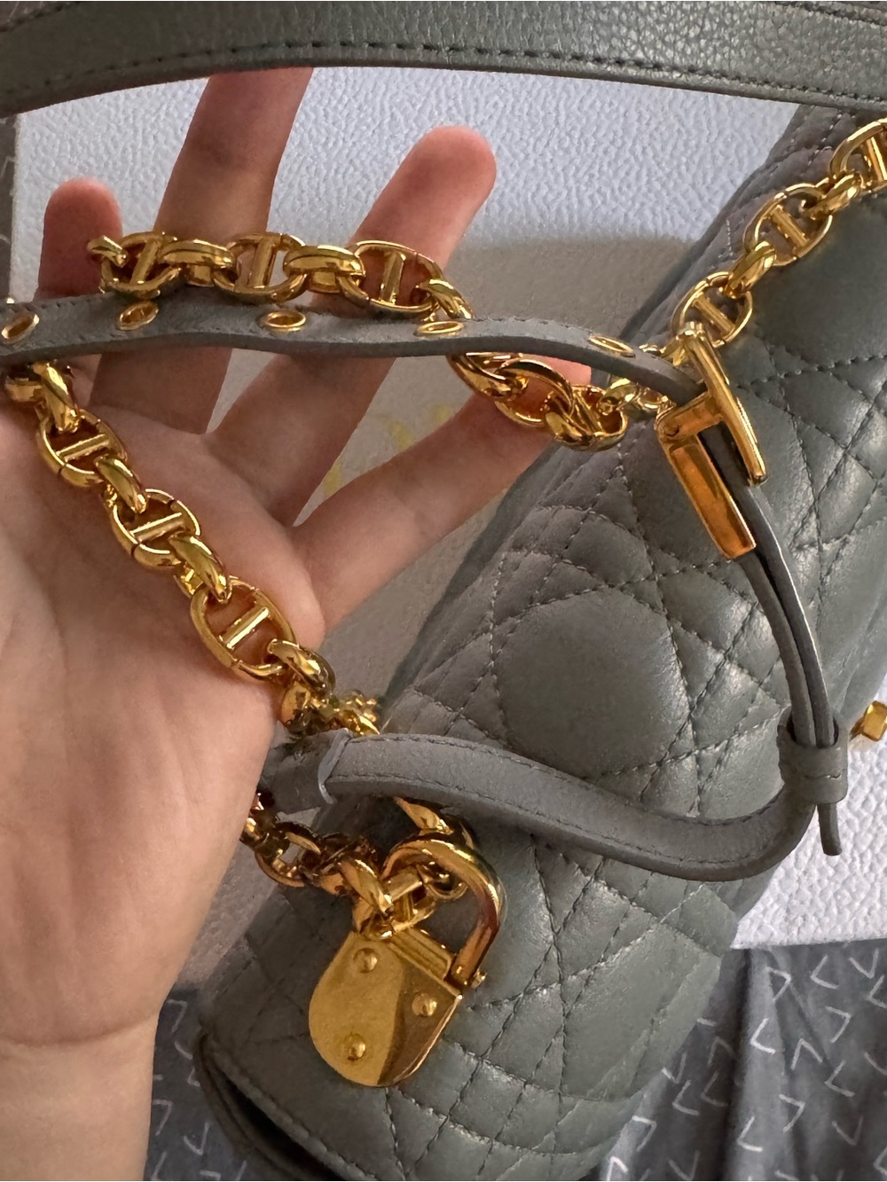 FIRM PRICE Dior Caro Medium - Stone Grey - Picture 6 of 10